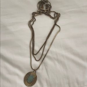 Lucky Brand Long Necklace with Jade Pendant